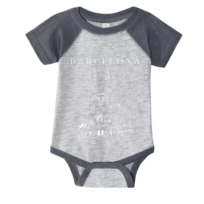 Barcelona Traveling Cathedral Of Barcelona Spain Travel Trip Infant Baby Jersey Bodysuit