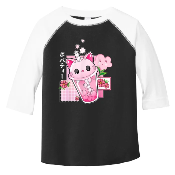 Boba Tea Cat Bubble Tea Kawaii Anime Japanese Girl Teenager Toddler Fine Jersey T-Shirt