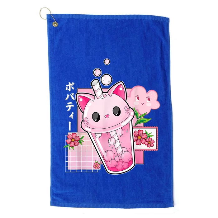 Boba Tea Cat Bubble Tea Kawaii Anime Japanese Girls Nager Platinum Collection Golf Towel