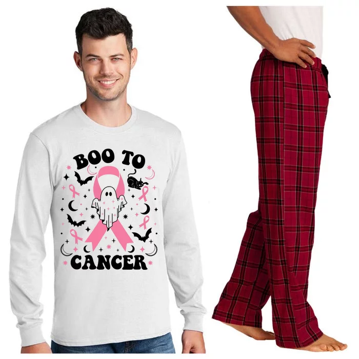 Boo To Cancer Ghost October Breast Cancer Long Sleeve Pajama Set