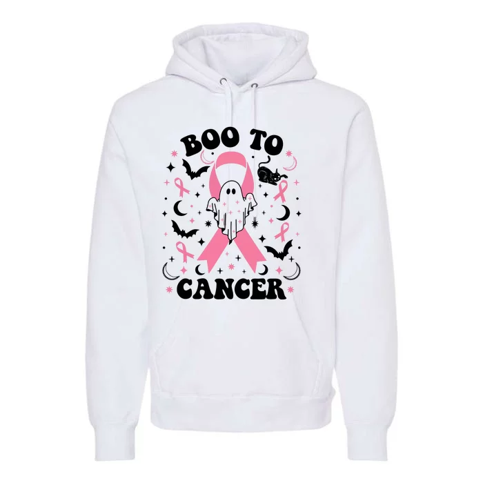 Boo To Cancer Ghost October Breast Cancer Premium Hoodie