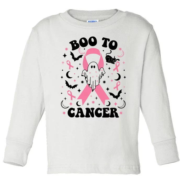 Boo To Cancer Ghost October Breast Cancer Toddler Long Sleeve Shirt