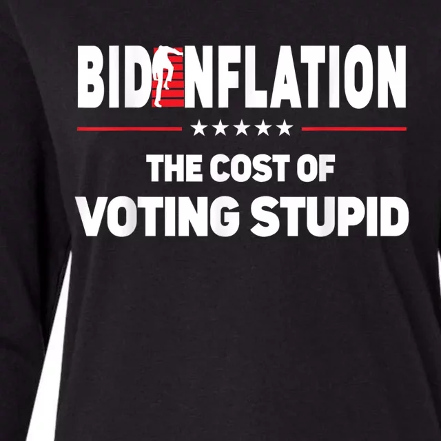 BidenFlation The Cost Of Voting Stupid Biden Flation Womens Cotton Relaxed Long Sleeve T-Shirt