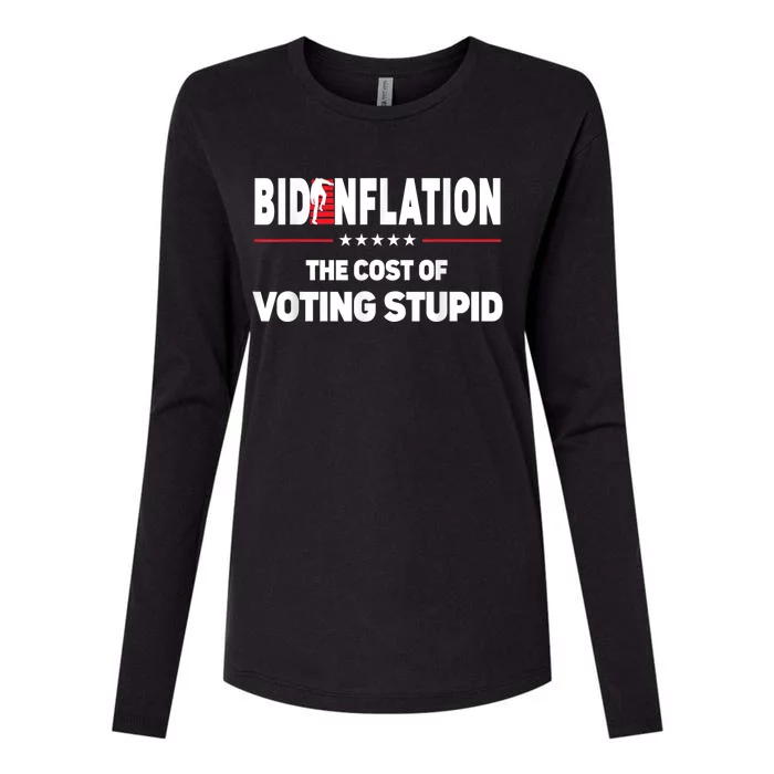 BidenFlation The Cost Of Voting Stupid Biden Flation Womens Cotton Relaxed Long Sleeve T-Shirt