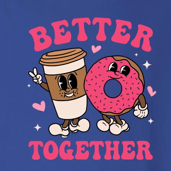 Better Together Coffee Donut Groovy Retro Valentine's Day Gift Toddler Long Sleeve Shirt