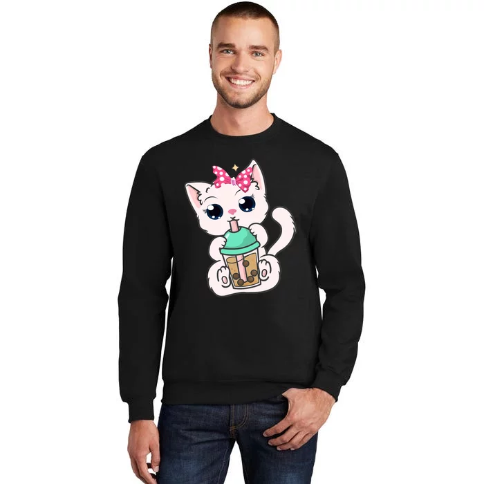 Boba Tea Cat Bubble Tea Cat Milk Tea Kawaii Anime Cat Sweatshirt