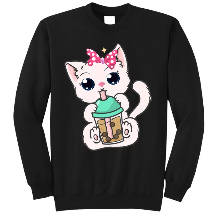 Boba Tea Cat Bubble Tea Cat Milk Tea Kawaii Anime Cat Sweatshirt