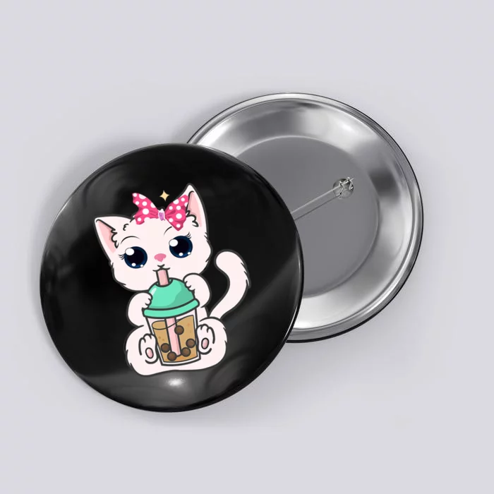 Boba Tea Cat Bubble Tea Cat Milk Tea Kawaii Anime Cat Button