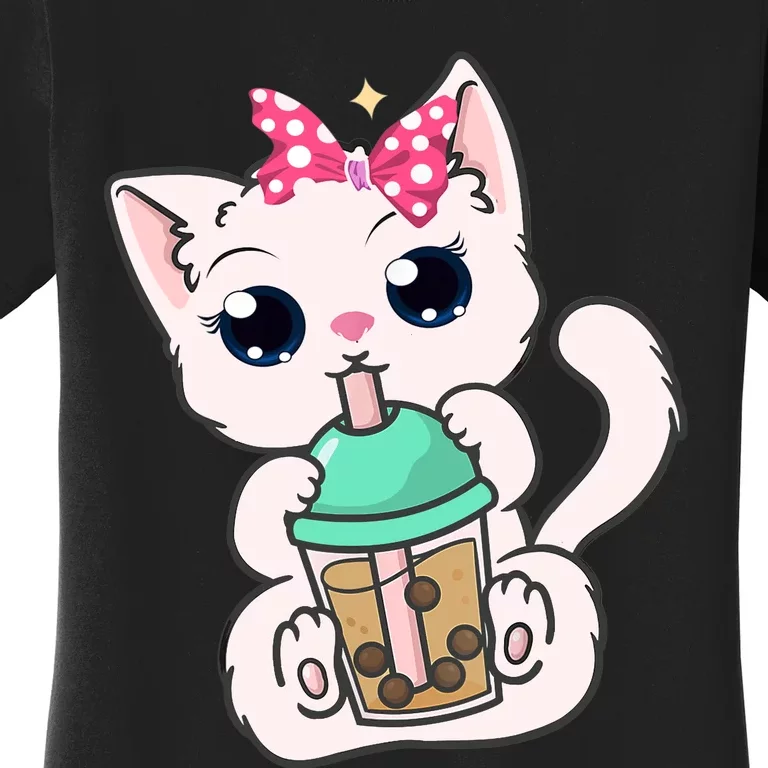 Boba Tea Cat Bubble Tea Cat Milk Tea Kawaii Anime Cat Women's T-Shirt