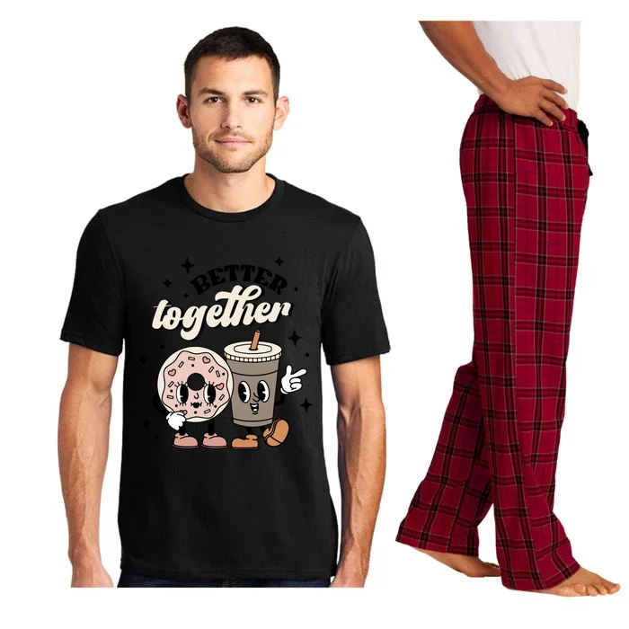 Better Together Coffee Donut Retro Groovy Valentines Day Meaningful Gift Pajama Set