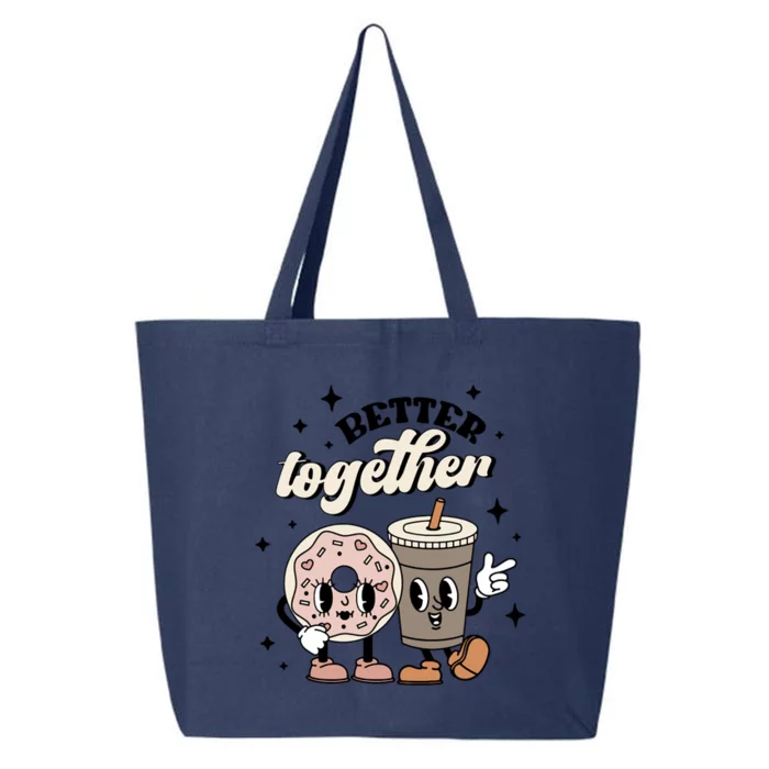 Better Together Coffee Donut Retro Groovy Valentines Day Meaningful Gift 25L Jumbo Tote