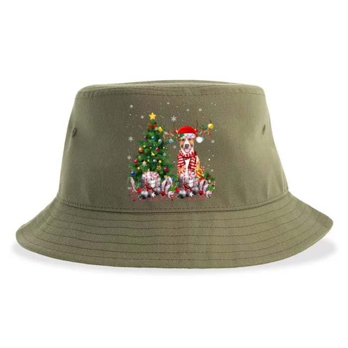 Bull Terrier Christmas Tree Lights Santa Pajamas Xmas Gift Sustainable Bucket Hat