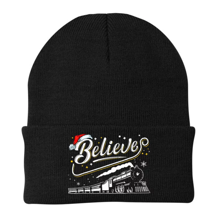 Believe Train Christmas North Pole Train Pajama Christmas Knit Cap Winter Beanie