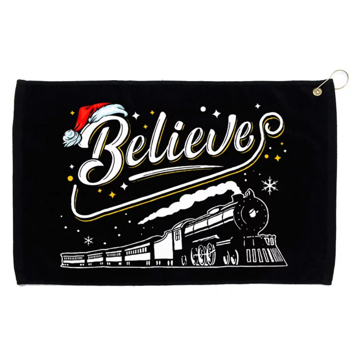 Believe Train Christmas North Pole Train Pajama Christmas Grommeted Golf Towel