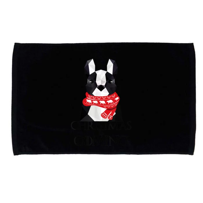 Boston Terrier Christmas Dog Christmas Is Coming Microfiber Hand Towel