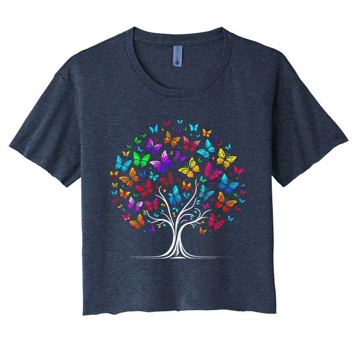 Butterfly Tree Cute Women's Crop Top Tee