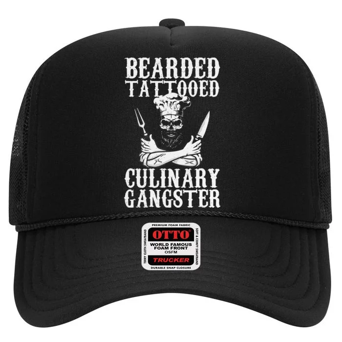 Bearded Tattooed Culinary Gangster Pro Cooking Chef High Crown Mesh Trucker Hat