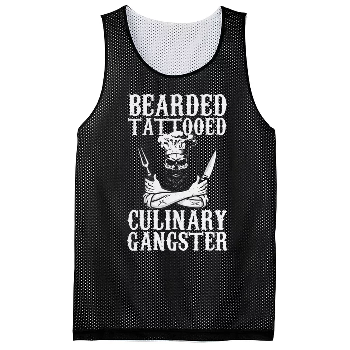 Bearded Tattooed Culinary Gangster Pro Cooking Chef Mesh Reversible Basketball Jersey Tank