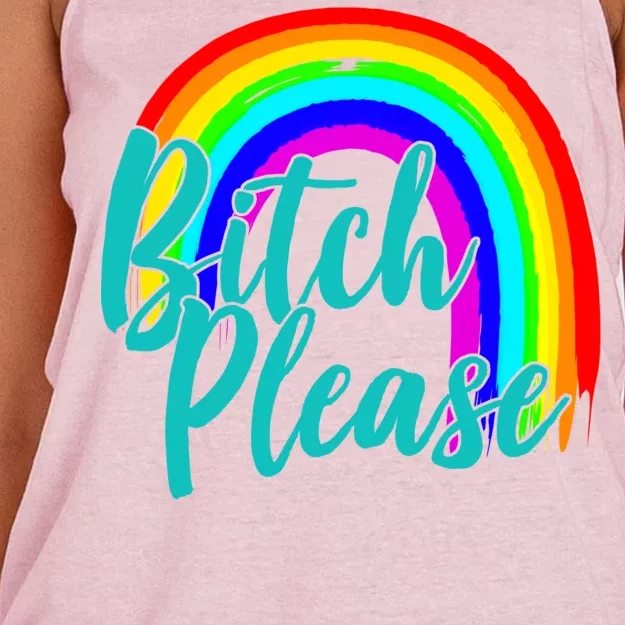 B*tch Please Rainbow Women's Knotted Racerback Tank