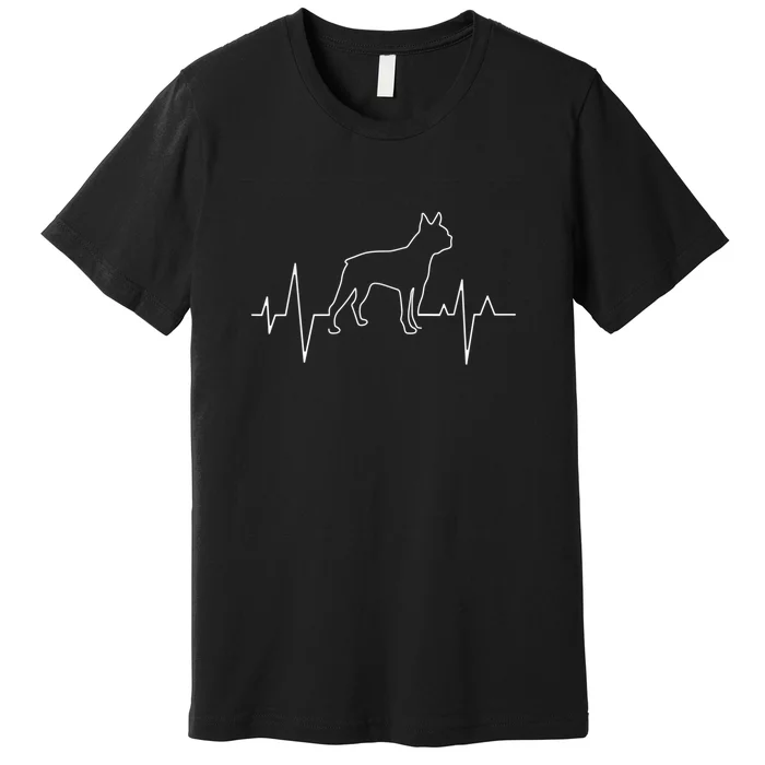 Boston Terrier Dog Lover Funny Cute Heartbeat Puppy Love Premium T-Shirt