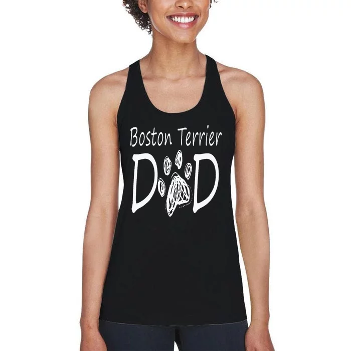 Boston Terrier Dad Dog Breed Daddy Owner Puppy Women's Racerback Tank