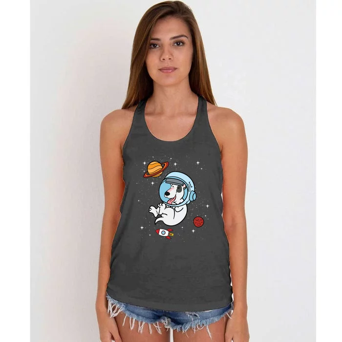 Bull Terrier Dog Astronaut Space Universe Galaxy Cool Gift Women's Knotted Racerback Tank