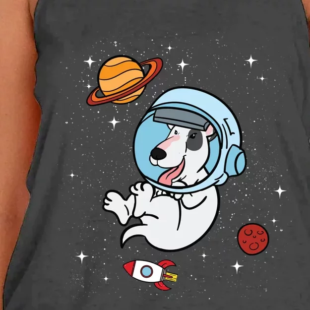 Bull Terrier Dog Astronaut Space Universe Galaxy Cool Gift Women's Knotted Racerback Tank