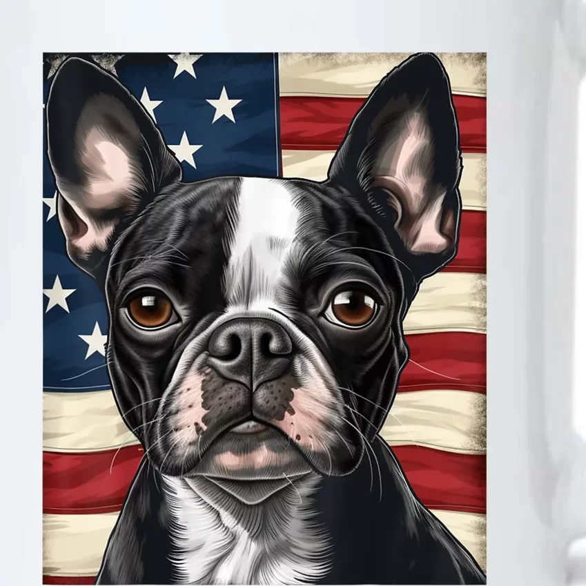 Boston Terrier Dog American Flag 4th Of July Patriotic Puppy Black Color Changing Mug