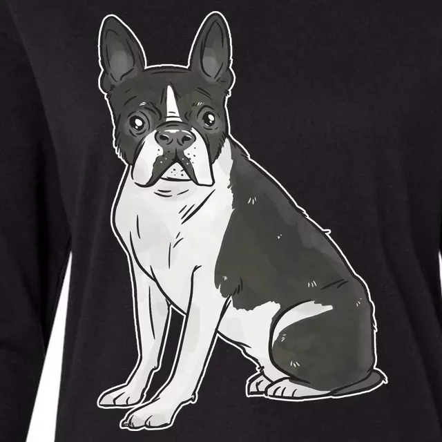 Boston Terrier Dog Womens Cotton Relaxed Long Sleeve T-Shirt