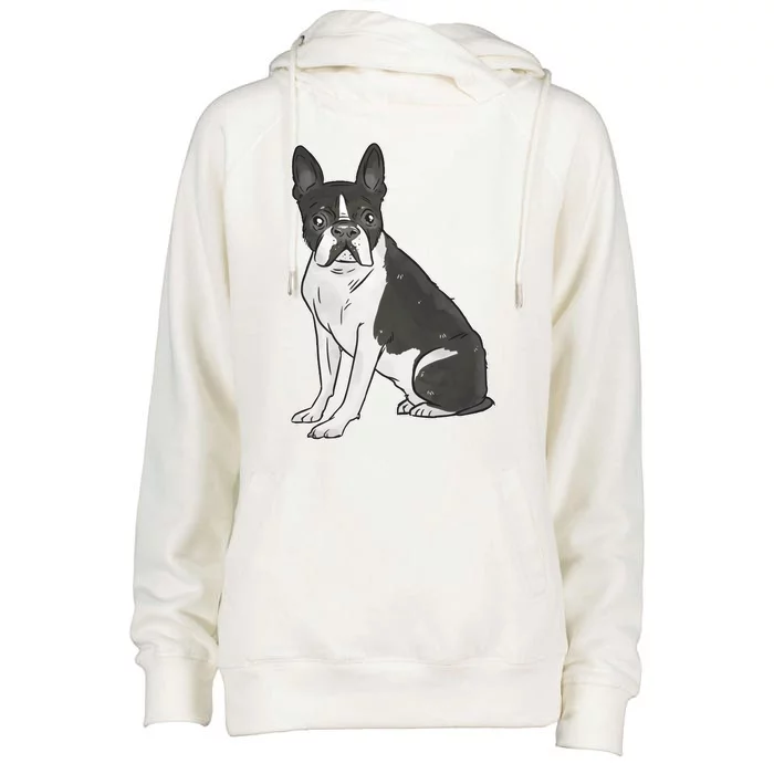 Boston Terrier Dog Womens Funnel Neck Pullover Hood