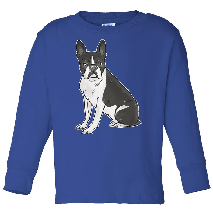 Boston Terrier Dog Toddler Long Sleeve Shirt