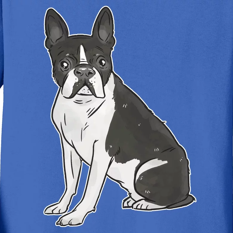 Boston Terrier Dog Kids Long Sleeve Shirt