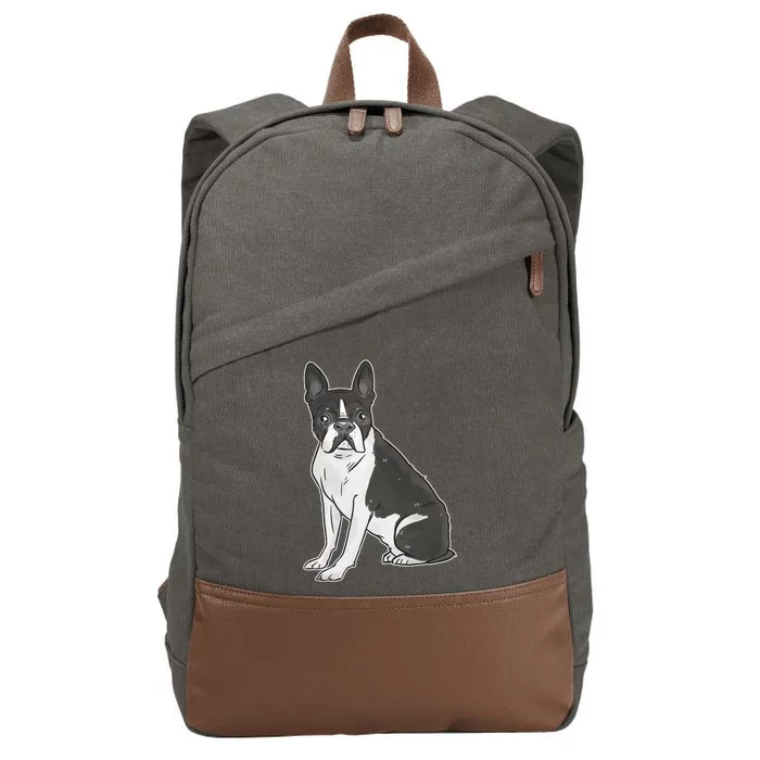 Boston Terrier Dog Cotton Canvas Backpack