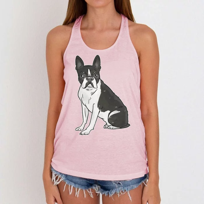 Boston Terrier Dog Women's Knotted Racerback Tank