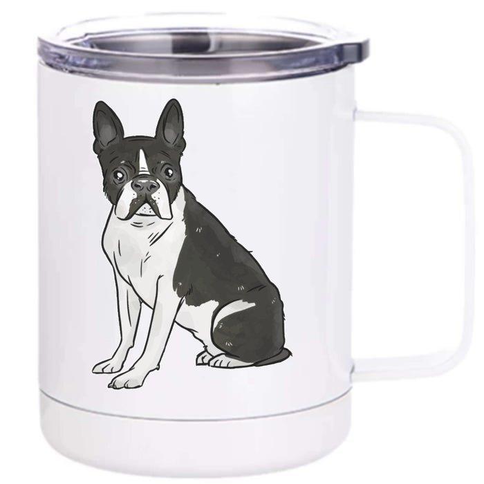 Boston Terrier Dog Front & Back 12oz Stainless Steel Tumbler Cup