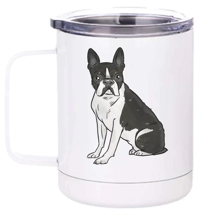 Boston Terrier Dog Front & Back 12oz Stainless Steel Tumbler Cup