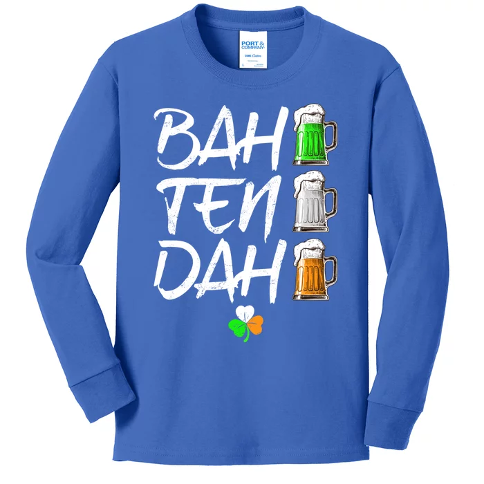 Bah Ten Dah Funny Beer Bartender St Patrick's Day Funny Gift Kids Long Sleeve Shirt