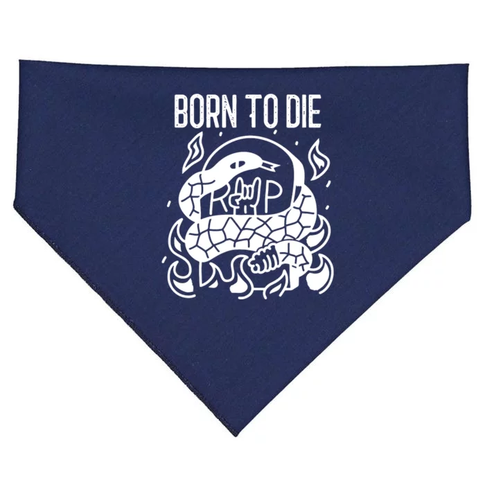 Born To Die Heavy Metal Rattlesnake Rip Tombstone USA-Made Doggie Bandana