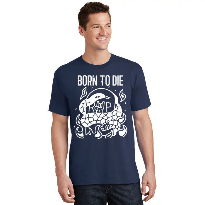 Born To Die Heavy Metal Rattlesnake Rip Tombstone T-Shirt