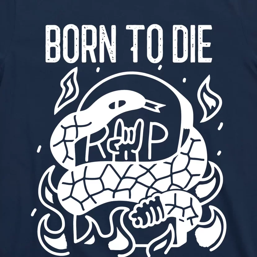 Born To Die Heavy Metal Rattlesnake Rip Tombstone T-Shirt