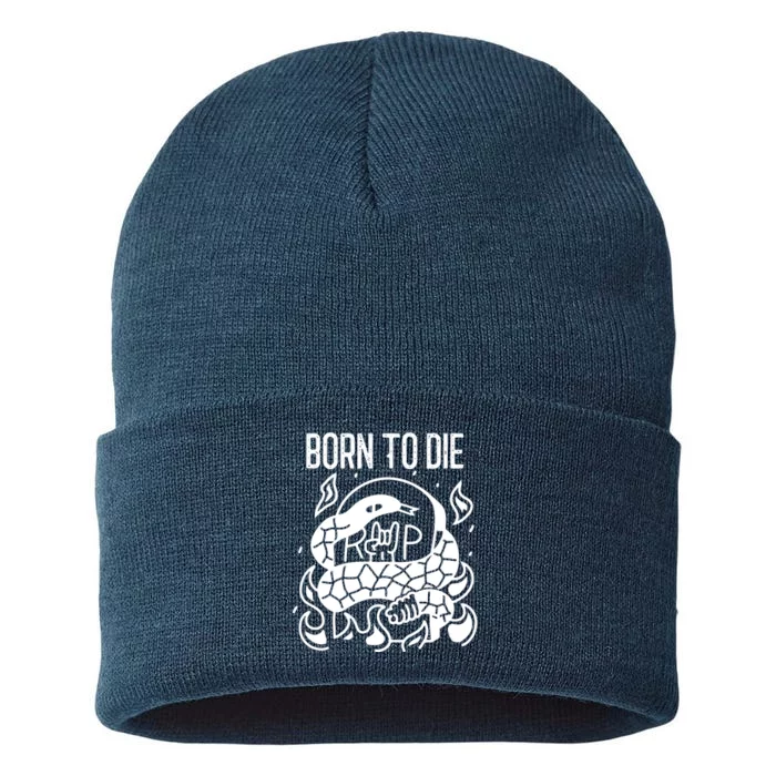 Born To Die Heavy Metal Rattlesnake Rip Tombstone Sustainable Knit Beanie