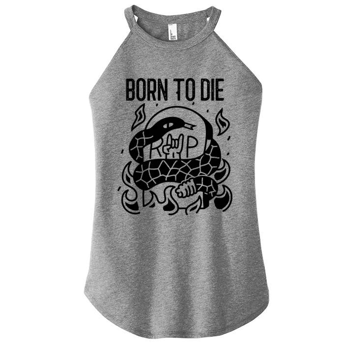 Born To Die Heavy Metal Rattlesnake Rip Tombstone Women’s Perfect Tri Rocker Tank