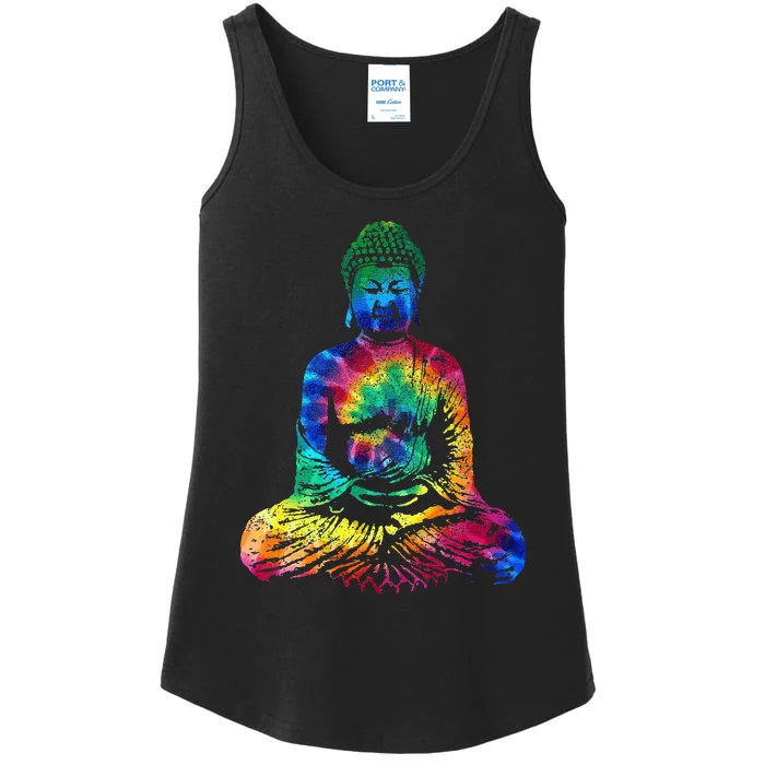 Buddha Tie Dye Vintage Yoga Spiritual Zen Buddhism Buddhist Ladies Essential Tank