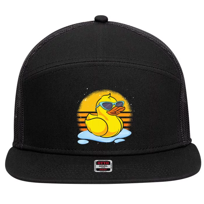 Bath Toy Duckie Cute Ducky Cool Sunglasses Retro Rubber Duck 7 Panel Mesh Trucker Snapback Hat