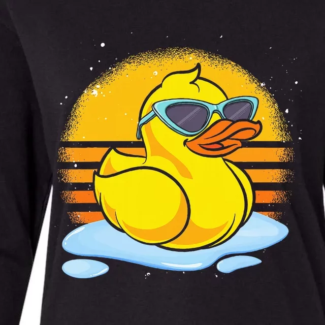 Bath Toy Duckie Cute Ducky Cool Sunglasses Retro Rubber Duck Womens Cotton Relaxed Long Sleeve T-Shirt