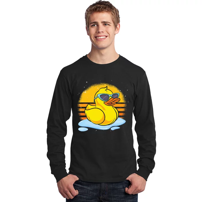 Bath Toy Duckie Cute Ducky Cool Sunglasses Retro Rubber Duck Long Sleeve Shirt