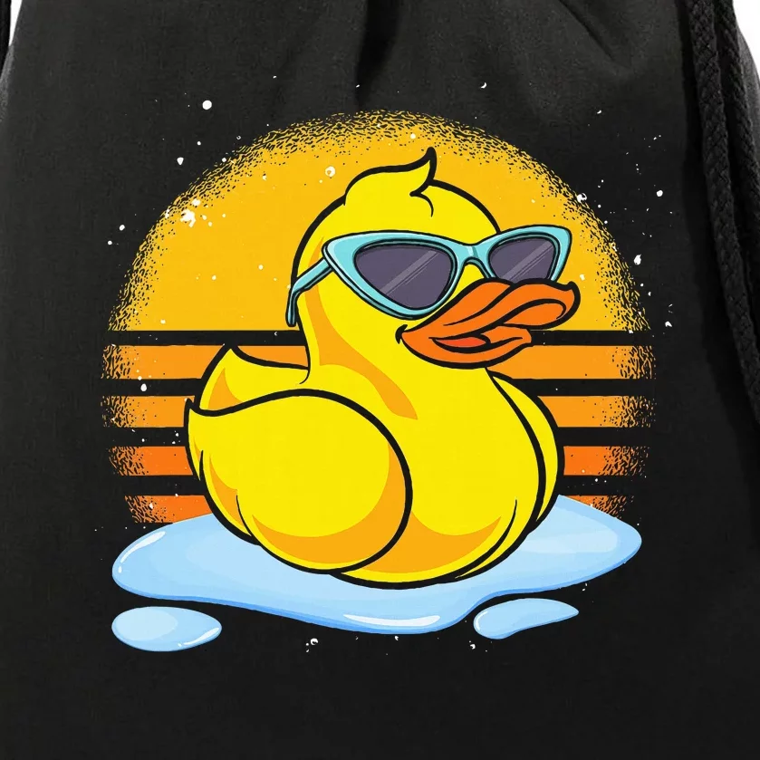 Bath Toy Duckie Cute Ducky Cool Sunglasses Retro Rubber Duck Drawstring Bag