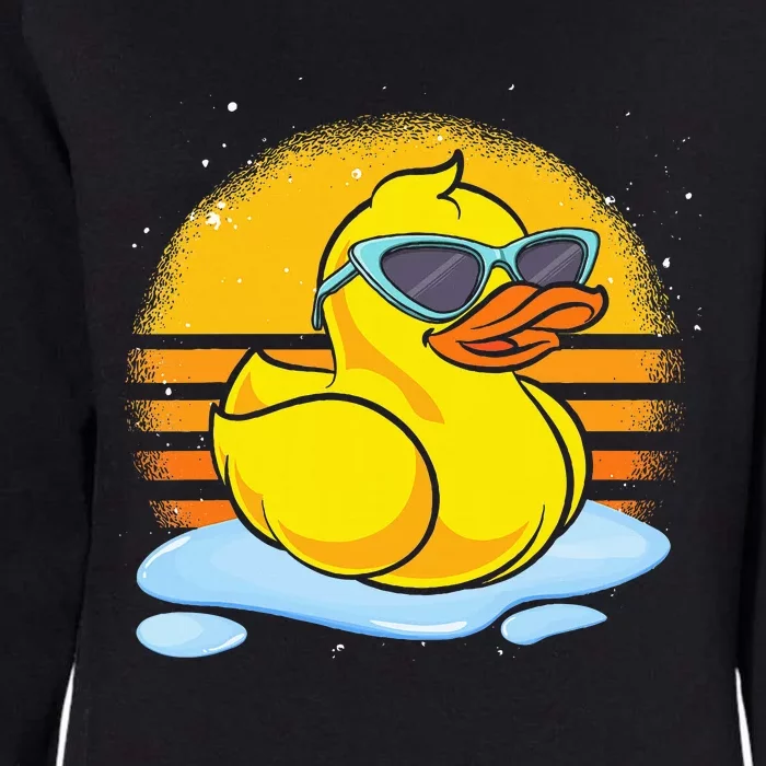 Bath Toy Duckie Cute Ducky Cool Sunglasses Retro Rubber Duck Womens California Wash Sweatshirt