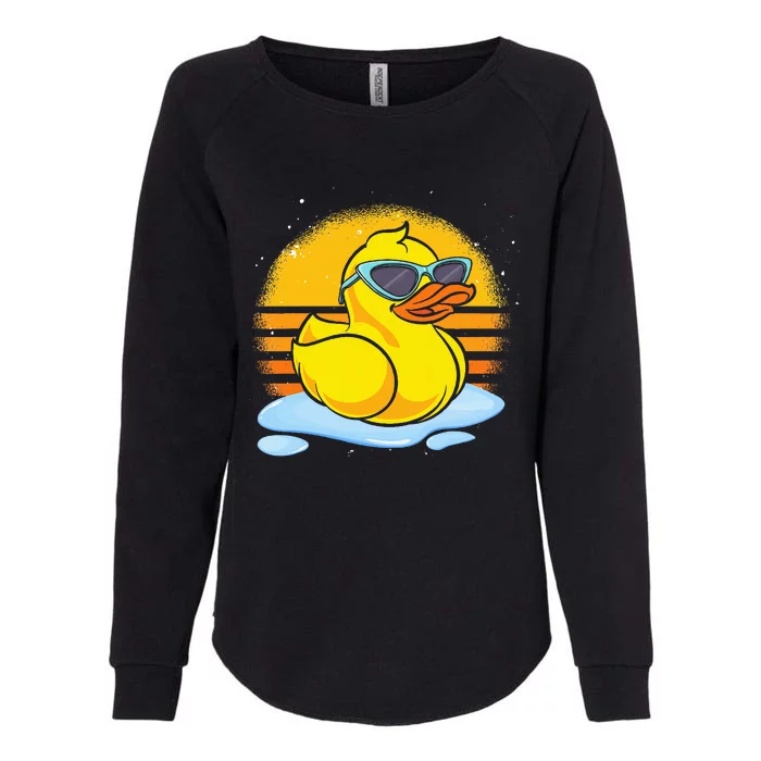 Bath Toy Duckie Cute Ducky Cool Sunglasses Retro Rubber Duck Womens California Wash Sweatshirt