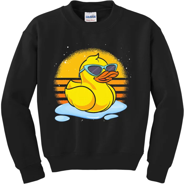 Bath Toy Duckie Cute Ducky Cool Sunglasses Retro Rubber Duck Kids Sweatshirt